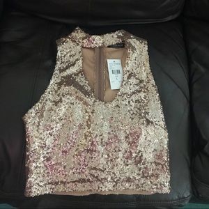 Rose Gold Sequins Crop Top